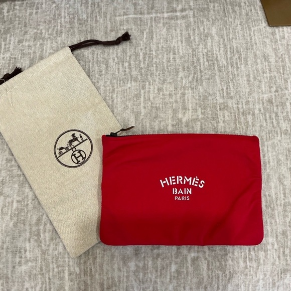 Hermes Handbags - Hermes Red Trousse Clutch Pouch NWOT
